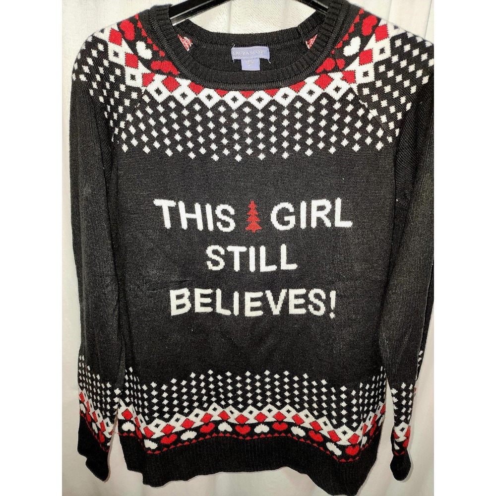 This Girl‎ Still Believes Sweater Christmas Santa Laura Scott Medium